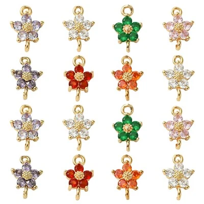 20x Gold Crystal Flower Links Connector Charms for DIY Jewelry Bracelet Making - Image 1 of 4