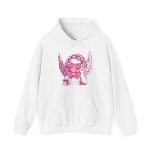 Cute Angelic Gesture Hoodie, Comfy Casual Wear, Gift for Teens, Valentine's Day, - Picture 1 of 25