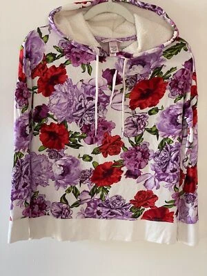 VS VICTORIA'S SECRET модальный махровая толстовка с капюшоном цветочный плюшевый флис отделка размер XS - Изображение 1 из 4