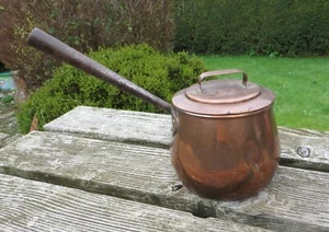 Antique Benham & Froud Victorian Rounded Copper Saucepan with Lid - 9 1/2 Pint - Picture 1 of 15