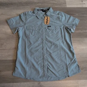 NRS Women's Guide Short Sleeve Shirt NEW Medium Lead Blue Snap Button Up NWT - Picture 1 of 12