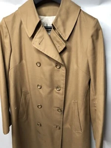 VTG 70s Womens London Fog Brown Trench Rain Coat Double-Breasted Front Pockets L - Picture 1 of 18