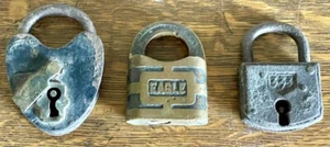 Antique Iron Brass Padlock Bundle (No Keys) DM Heart Lock, Eagle Padlock, 333 - Picture 1 of 5