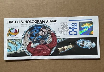 US FDC Collins HP #U617 Space Station & Shuttle First Hologram Stamp 1989 - Image 1 of 3