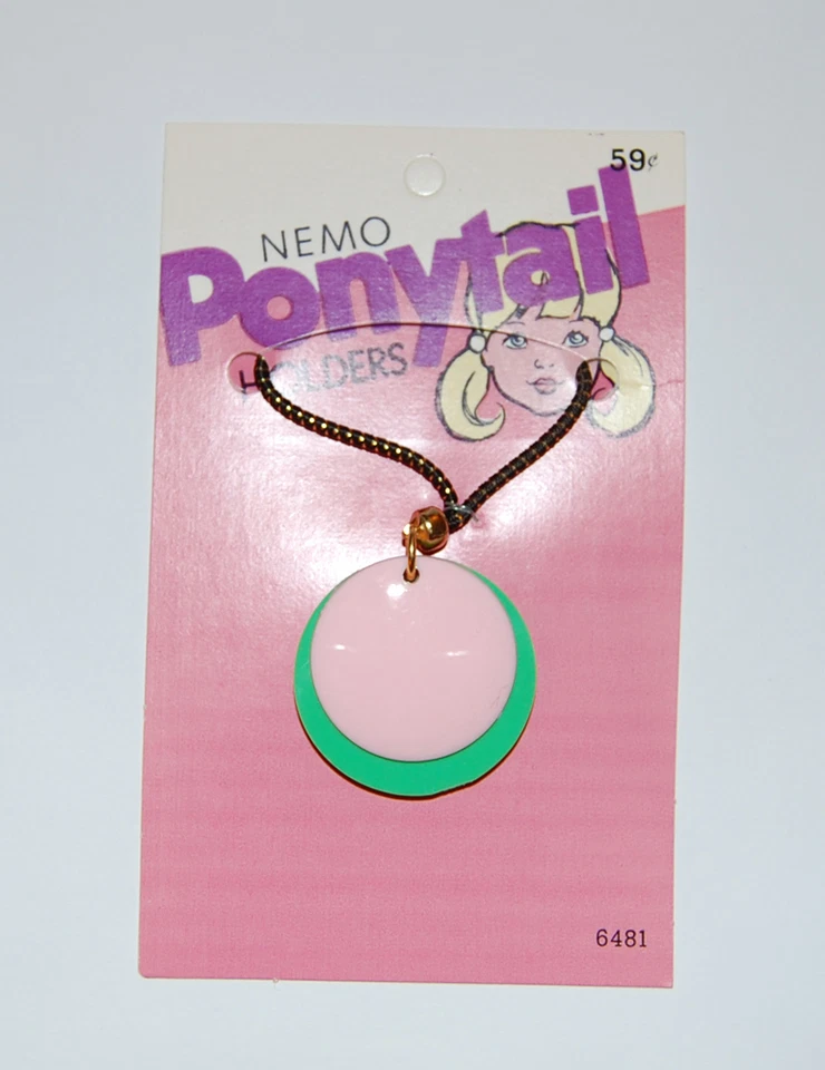 VINTAGE DEAD STOCK NEMO PONYTAIL ELASTIC ORIGINAL CARD PLASTIC DISCS • ASSORTED  - Image 1 of 1