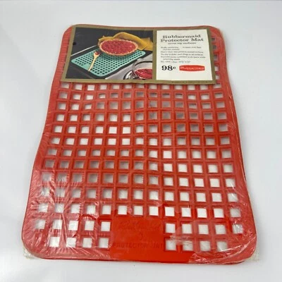 Protector de alfombrilla de fregadero grande Rubbermaid de colección 10 1/2 x 15" rojo NOS 1961 Foto 1 de 4