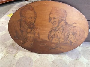Vintage antiker großer Wandbehang Teller aus Holz 50 x 35 cm - Bild 1 von 5