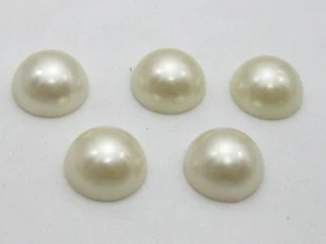 50 Ivory Half Pearl Bead 16mm Flat Back Scrapbook Craft No Hole Cabochons - Picture 1 of 4