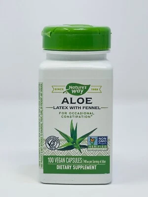 Nature’s Way Aloe para Constipação Ocasional 100 Cápsulas Veganas Novas - Imagem 1 de 4