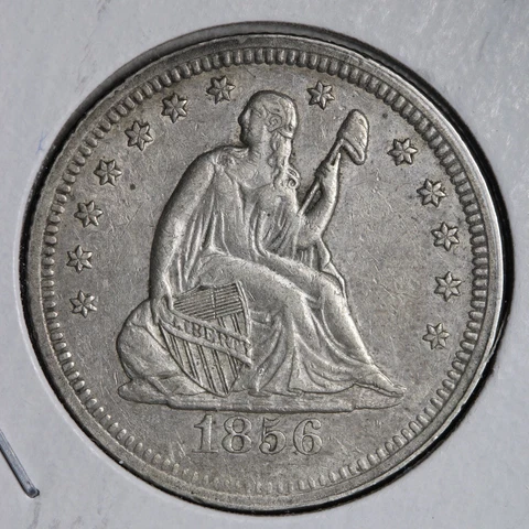 1856 Seated Liberty Quarter CHOICE AU Pretty, Meaty Coin E716 DHF Cover