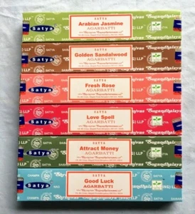 Satya Variety Nag Champa Incense Sticks Assorted Sampler #4 Bulk 6 x 15g Boxes - Picture 1 of 1