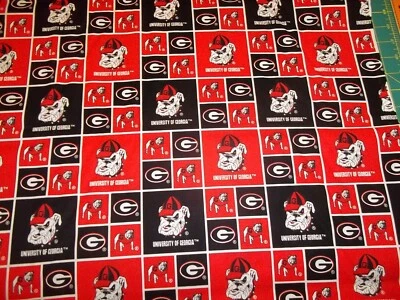 УНИВЕРСИТЕТ ГРУЗИИ «БУЛЬДОГИ» совершенно новая ткань 1 ярд 100% хлопок - Изображение 1 из 4