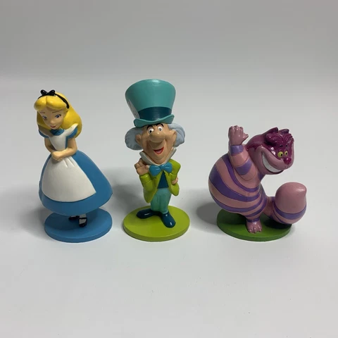 Disney Alice in Wonderland Mad Hatter & Cheshire Cat Figurine Cake Toppers Lot Cover