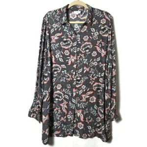 J. Jill Floral Business Casual Gauzey Long Sleeve Button Down Blouse Top L - Picture 1 of 13