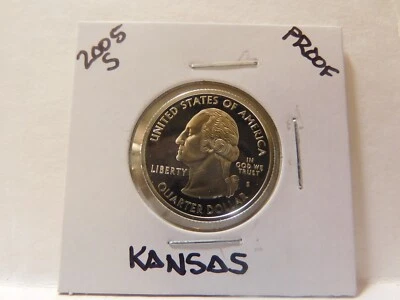 2005 S 90% Silver Proof Kansas State Quarter - From a U.S.  Proof Set - Image 1 of 2
