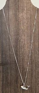 Small Whale Necklace Sterling Silver 925 Chain 16” Long Pendant 0.75” Width Vint - Picture 1 of 5