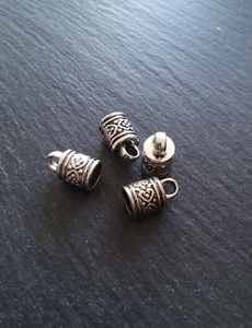 Antique Silver Alloy End Caps for 7mm to 7.5mm Cord (7.7mm caps) 16x10mm - Imagen 1 de 4