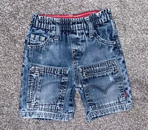 LEVI STRAUSS & CO PANTALONES CORTOS BORDADOS DESGASTADOS BOLSILLO DENIM AZUL 6 MESES - Imagen 1 de 2