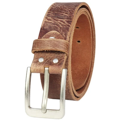 MARKENLOS Ledergürtel 4cm echt Büffelleder Gürtel Leder Braun Herren Jeans Handgemacht NEU