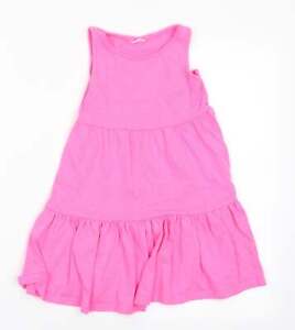 Florence and Fred Girls Pink Polyester A-Line Size 6-7 Years Round Neck