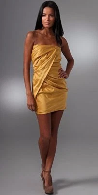 $385 Elizabeth and James Goldenrod Ruched Helena Silk Sheath Dress 4 NEW E462 - Image 1 of 4
