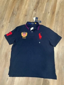 Polo Ralph Lauren Shirt Big Pony US flag shield crest Navy Blue Men's Sz XL - Picture 1 of 9