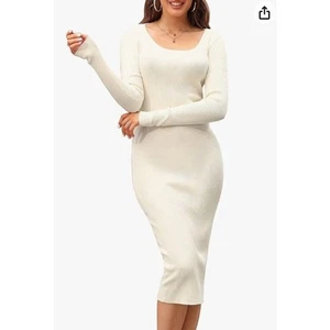 Ninovino Ivory Ribbed Sweater Dress MIDI Womens S - Picture 1 of 7