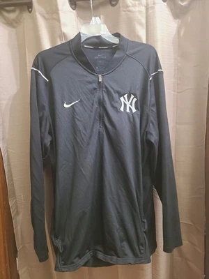 Nike Dri Fit New York Yankees Quarter Zip Mens Xl  Black  Logo Patch Pullover  - Image 1 of 4