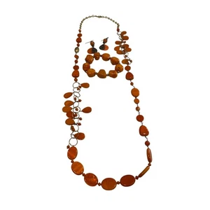 Beautiful Orange Beaded Necklace, bracelet and earring set  - Picture 1 of 3
