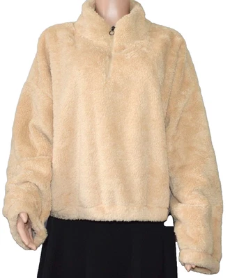 SO Quarter-Zip Cropped Ultra Soft Sherpa Pullover Junior's Plus Size 2X - Image 1 of 3