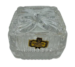 Kristal Zajecar 24% Lead Crystal Square Trinket Box Yugoslavia Lidded Dish - Picture 1 of 12