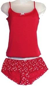 M&S 🌺RED LOUNGEWEAR CAMISOLE ~ VEST TOP & KNICKERS/BRIEFS SET🌺10/12 OR 14/16 - Picture 1 of 5