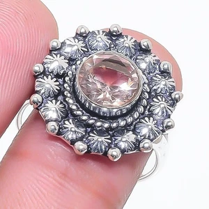 Peach Morganite Gemstone Handmade 925 Sterling Silver All Size Ring For Gift - Picture 1 of 1