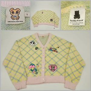 Rare! Yurie Sekiya Teddy Fresh cardigan Sz Large Kawaii Pastel Sweater EUC - Picture 1 of 17