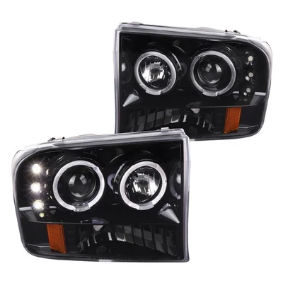 Faros proyectores LED halo súper resistentes Jet Black para F250 F350 1999-2004 Foto 1 de 4