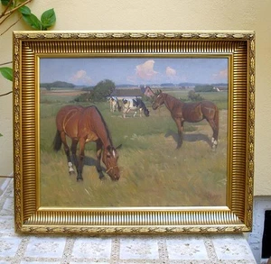 Knud Edsberg (1911) Grazing Danish Chestnut Colts. Ca 1940s. - Picture 1 of 6