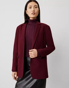 NEW ANN TAYLOR $198 MAUVE ROSE FLANNEL HEATHER NOTCH COLLAR BLAZER SZ 8 - Picture 1 of 3