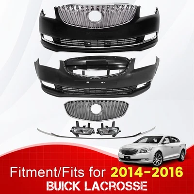 Complete Front Bumper Set Black Compatible with 2014 2015 2016 Buick LaCrosse - Изображение 1 из 4