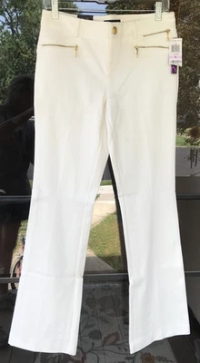 INC sz 6 White Boot Leg Regular Fit Dress Pants $69 NWT International Concept F2 - Image 1 of 4