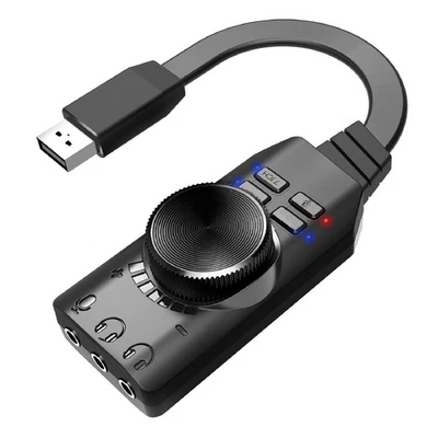 For PC Laptop PS5 USB External Sound Card Virtual 7.1 Channel Adapter Plug Jack - Image 1 of 4