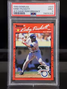 Donruss Kirby Puckett #683 1990 All Star Dob error falta marca registrada PSA 9 como nuevo - Imagen 1 de 7