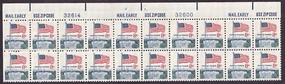 Scott #1338F Flag Over White House Plate Block of 20 Stamps - MNH - Image 1 of 2