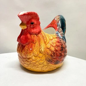 Country Gate Enesco Multicolored Chicken Rooster Jug Pitcher Holder Decor READ - Picture 1 of 11