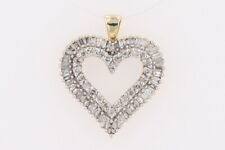 1.13ctw Round & Baguette Cut Diamond Heart Pendant w/o Chain 14k Multi-Tone Gold