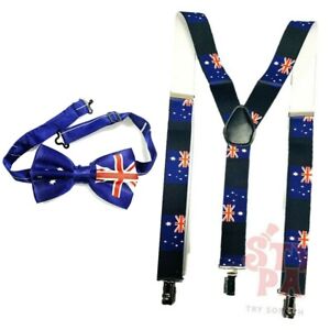 Australian Flag Braces and Dicky Bow Tie Fancy Dress Party Wedding Christmas 