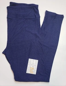 LuLaRoe TC Leggings Solid NAVY BLUE w/ Polka Dots Tall & Curvy (Size 12-18) NWT - Picture 1 of 7