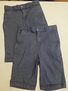 2 Pair Children's Place Boys Size 14 Slim Navy Blue Uniform Shorts Adjustable - Picture 1 of 11
