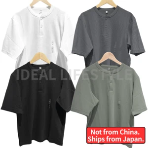Camiseta UNIQLO DRY Waffle Henley S-4XL Manga Corta Ajuste Regular Hombres 475361 Nueva con Etiquetas - Imagen 1 de 19