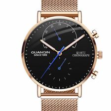 Luxury Men Wrist Watch Chronograph Quartz Steel Wristwatch Sapphire Crystal Dial