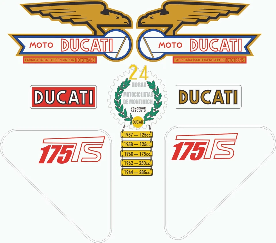 STAR SAM® - KIT ADHESIVOS DUCATI 175 TS PEGATINAS MOTOS CLÁSICAS MOTORBIKE  - Imagen 1 de 1